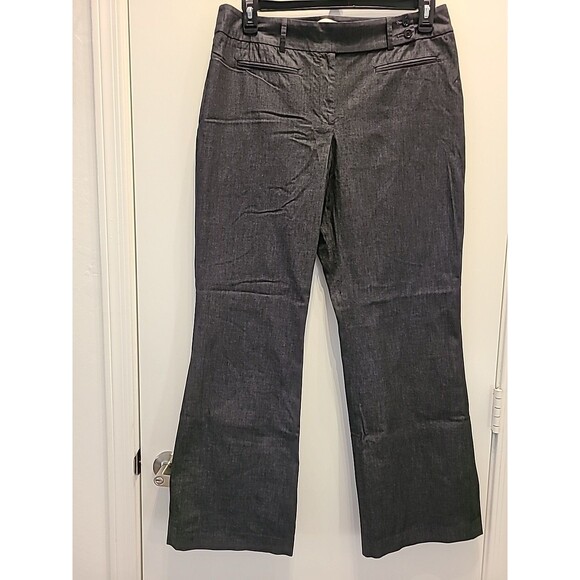 Ann Taylor LOFT Womens Pants Dark Chambray Navy Trouser 12  Flare - Picture 1 of 10